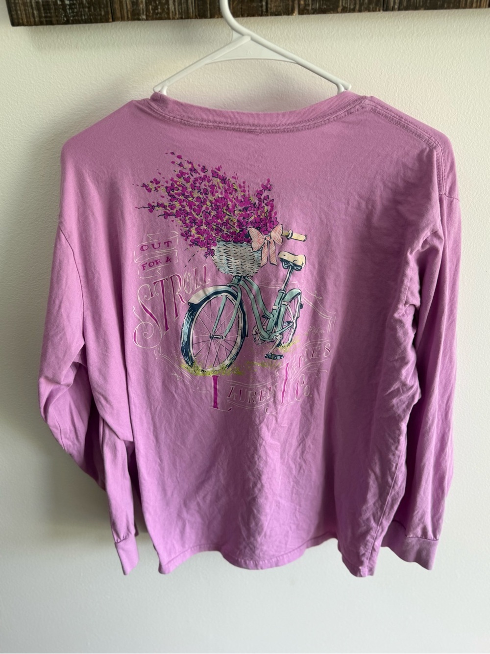 Long Sleeve Tee with Bicycle & Floral Print